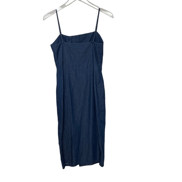Topshop Moto Denim Chambray Button Front Sleeveless Midi Dress Sundress Sz 2 - Picture 4 of 10